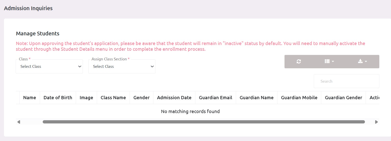 Admission Inquiries