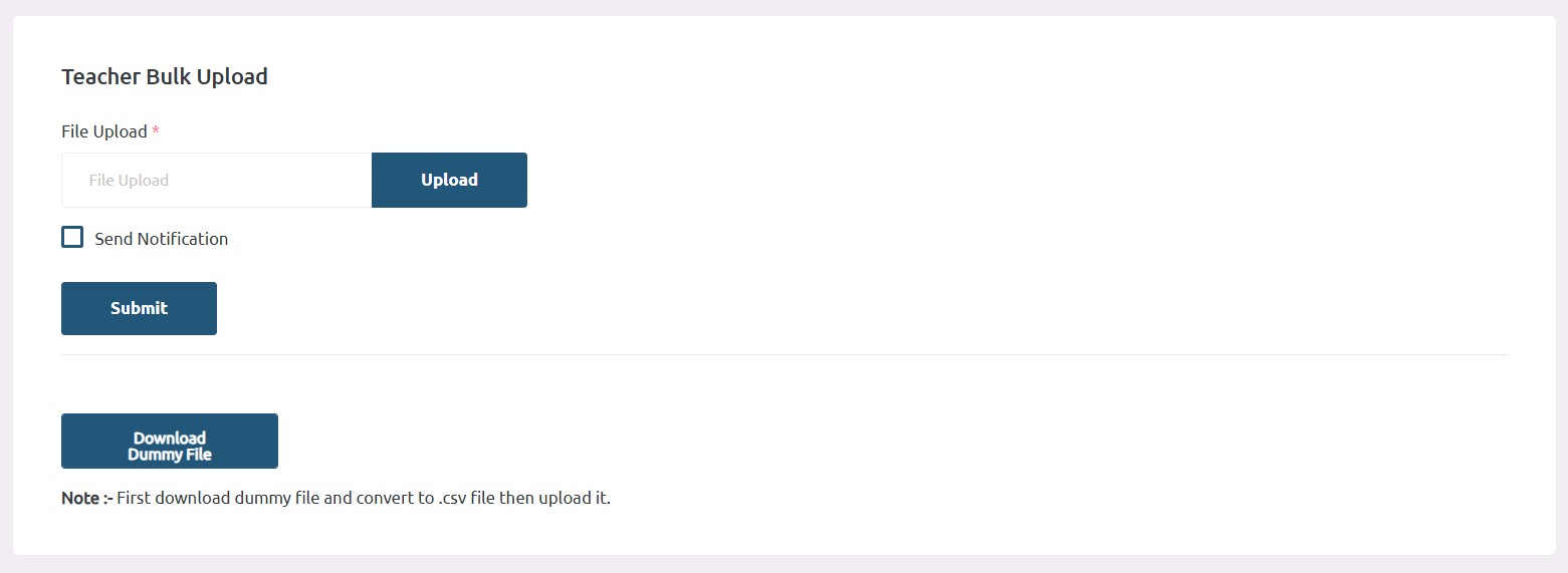 Bulk Upload Teacher
