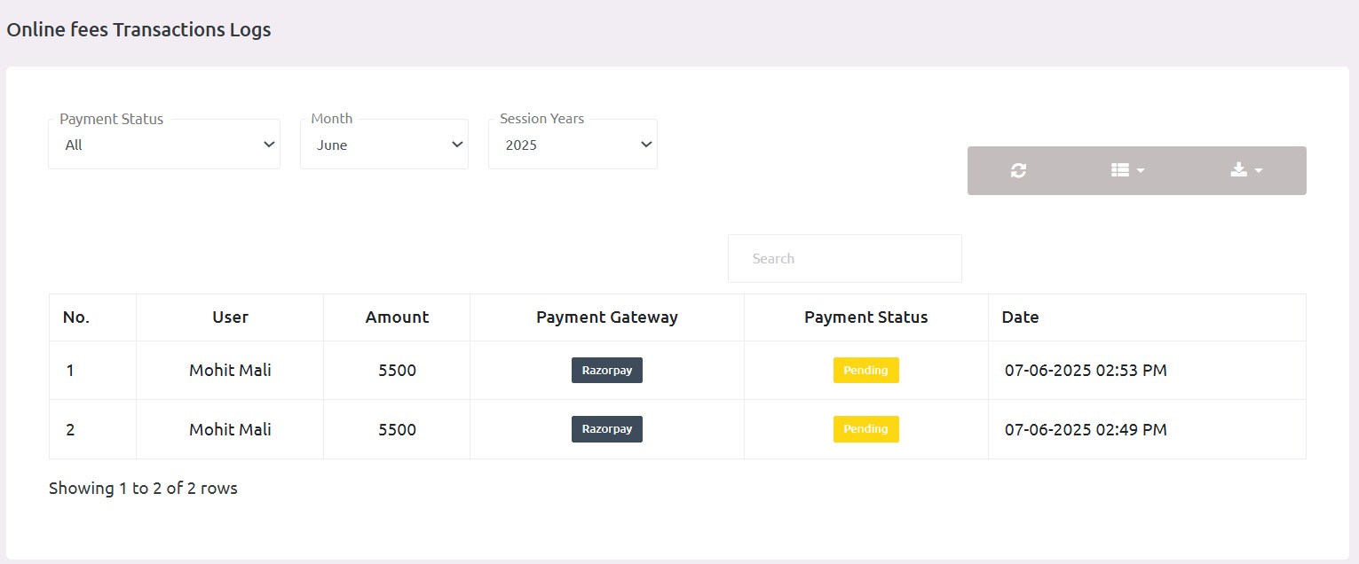 Fees Logs